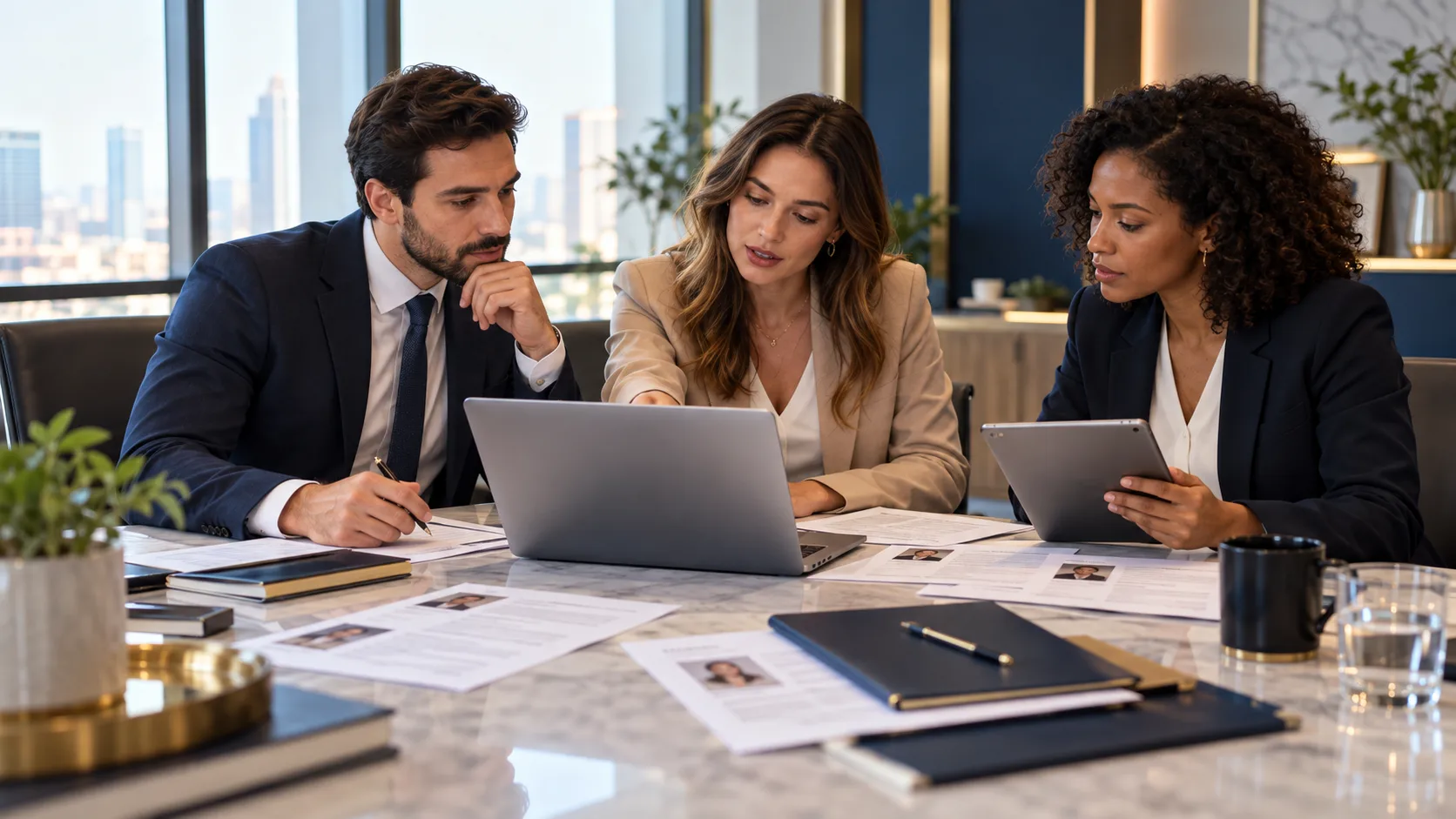 Equipe de RH analisando candidatos em processo de recrutamento e seleção